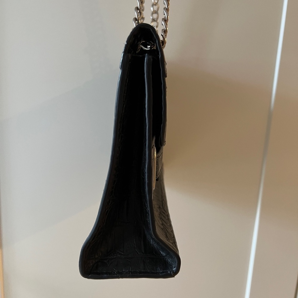 Maniere De Voir Black Croc-Embossed Shoulder Bag Elegant Women - Picture 4 of 6
